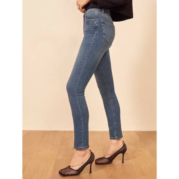NWT Reformation Harper Mid-Rise Skinny Jeans in Destin Medium Wash Size 23 - Picture 4 of 14